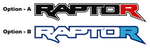 Raptor Decal with different color R from sticker joint