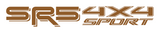 Copper "SR5 4X4 SPORT" text logo in a bold, stylized font on a white background from sticker joint