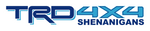 Logo with bold blue text reading "TRD 4X4 SHENANIGANS" on a white background from stickerjoint.shop