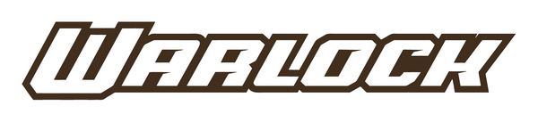 Stylized text logo reading "Warlock" in bold, angular brown letters on a white background.