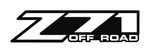 Black 'ZZ1 Off Road' logo on a white background from sticker joint