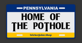 Pennsylvania License plate - Home of the Pothole sticker