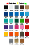 Color Chart for Sticker Joint's Vinyl decals